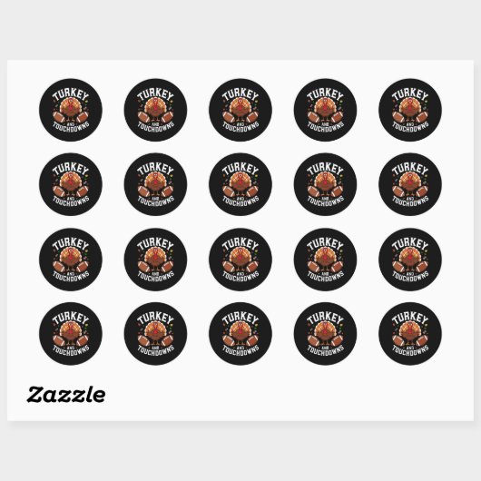 Thanksgiving Turkije en touchdowns Football ontwer Ronde Sticker (Vel)
