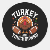 Thanksgiving Turkije en touchdowns Football ontwer Ronde Sticker (Voorkant)