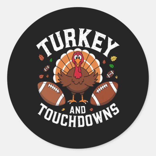 Thanksgiving Turkije en touchdowns Football ontwer Ronde Sticker (Voorkant)