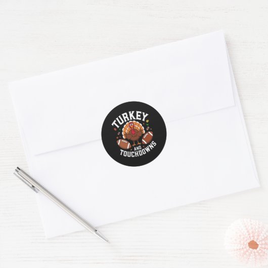 Thanksgiving Turkije en touchdowns Football ontwer Ronde Sticker (Envelop)