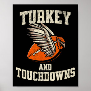 Thanksgiving Turkije en touchdowns Football T-shir Poster