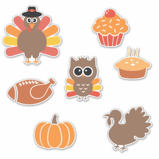Thanksgiving Turkije en Trimmings Stickers (Voorkant)