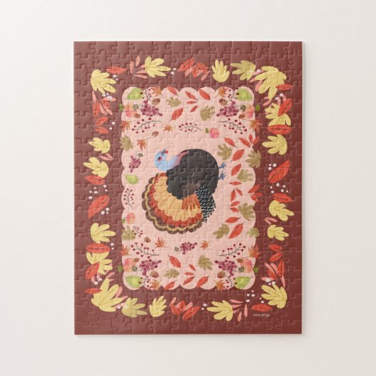 Thanksgiving Turkije en val Leaves Legpuzzel (Verticaal)