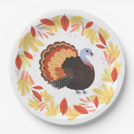 Thanksgiving Turkije en val Leaves Papieren Bordje