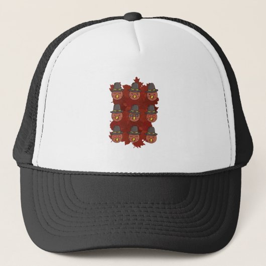 Thanksgiving Turkije Face Emoji Gift Trucker Pet (Voorkant)