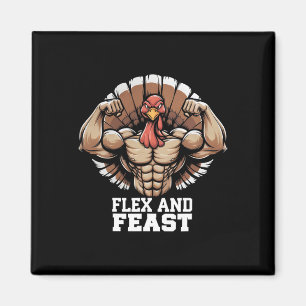 Thanksgiving Turkije Flex en Feest Motivatie Gym Magneet