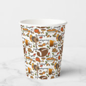 Thanksgiving, Turkije, Football Bier Pumpkin Pie Papieren Bekers (Achterkant)