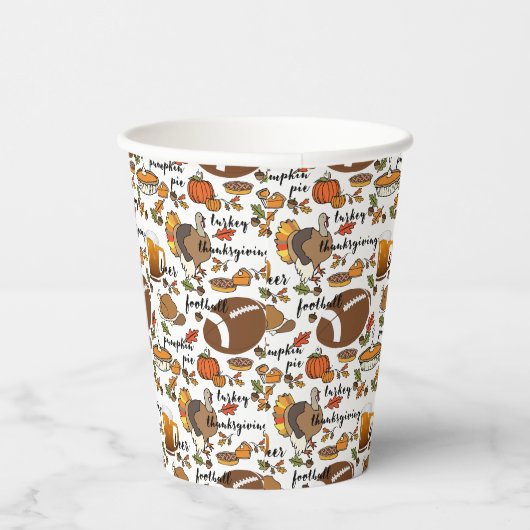 Thanksgiving, Turkije, Football Bier Pumpkin Pie Papieren Bekers (Rechts)