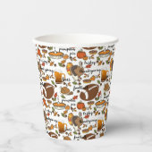 Thanksgiving, Turkije, Football Bier Pumpkin Pie Papieren Bekers (Voorkant)