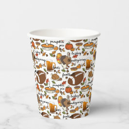 Thanksgiving, Turkije, Football Bier Pumpkin Pie Papieren Bekers