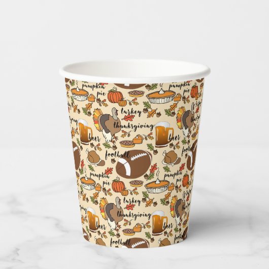 Thanksgiving, Turkije, Football bietenpompoen Pa Papieren Bekers (Achterkant)