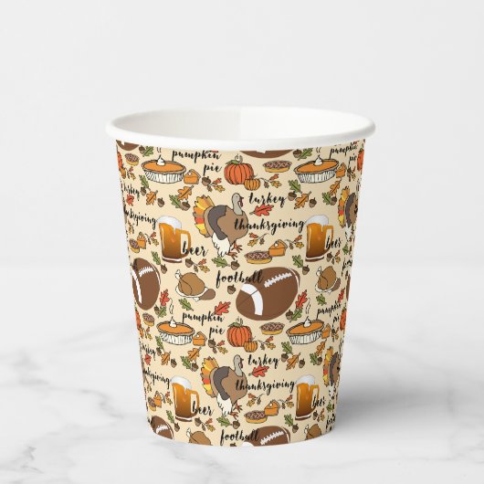 Thanksgiving, Turkije, Football bietenpompoen Pa Papieren Bekers (Links)