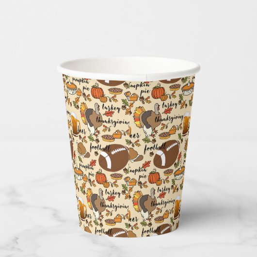 Thanksgiving, Turkije, Football bietenpompoen Pa Papieren Bekers (Rechts)