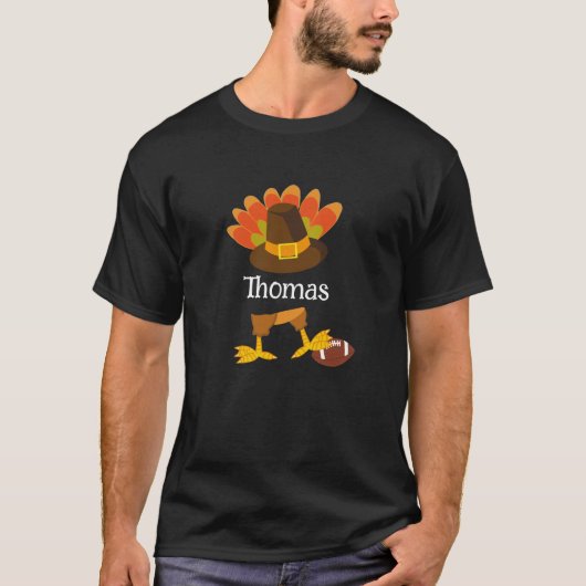 Thanksgiving Turkije Football Cartoon Custom T-shirt (Voorkant)