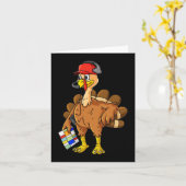 Thanksgiving Turkije Football Coach Fun Boys Kinde Kaart (Gele Bloem)