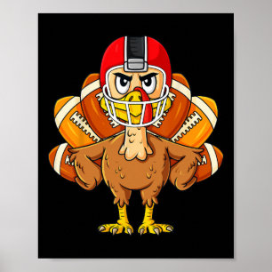 Thanksgiving Turkije Football Speler Fun Boys Meis Poster