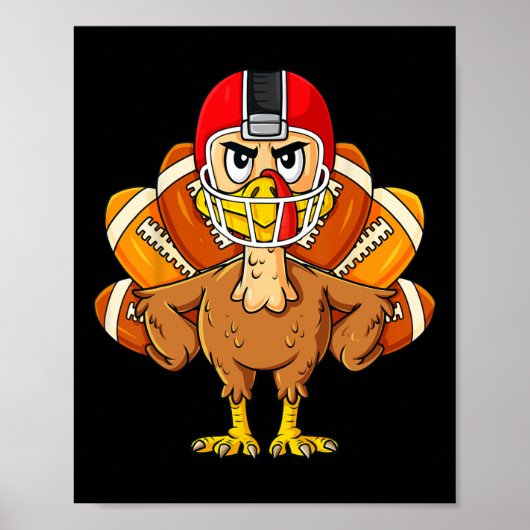 Thanksgiving Turkije Football Speler Fun Boys Meis Poster (Voorkant)