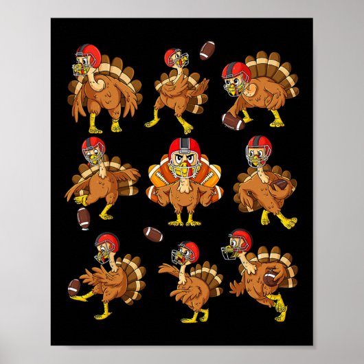Thanksgiving Turkije Football spelers Quarterback  Poster (Voorkant)