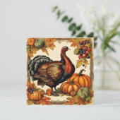  Thanksgiving Turkije, fruit en pompoenen Kaart (Staand voorkant)