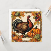  Thanksgiving Turkije, fruit en pompoenen Kaart (Voorkant / Achterkant in situ)