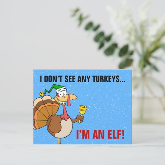 Thanksgiving Turkije Funny Disguise voor Kerstmis Feestdagenkaart (Staand voorkant)