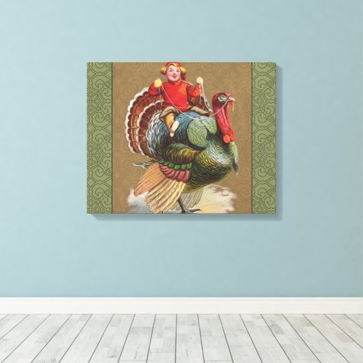 Thanksgiving Turkije Funny  groeten Canvas Afdruk (Insitu (Houten vloer))