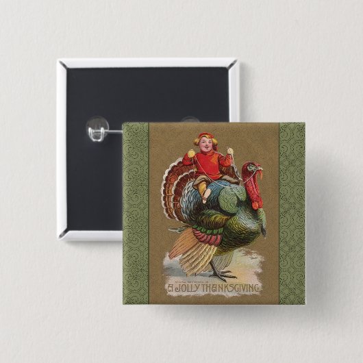Thanksgiving Turkije Funny  groeten Vierkante Button 5,1 Cm (Voorkant /achterkant)