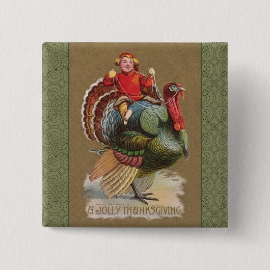Thanksgiving Turkije Funny  groeten Vierkante Button 5,1 Cm (Voorkant)