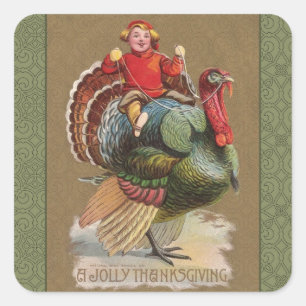 Thanksgiving Turkije Funny  groeten Vierkante Sticker