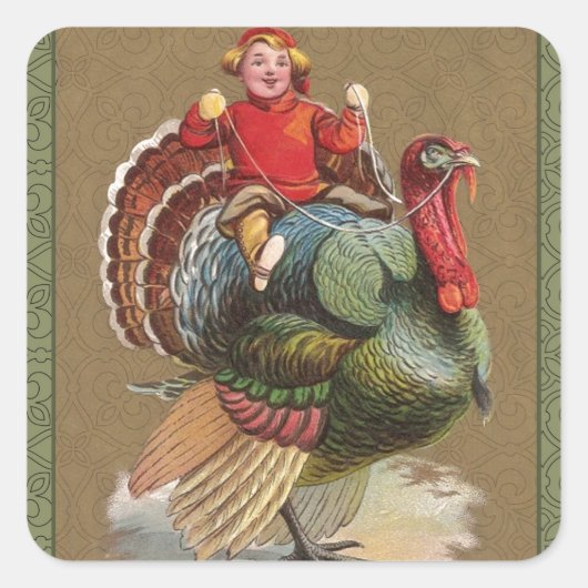 Thanksgiving Turkije Funny  groeten Vierkante Sticker (Voorkant)