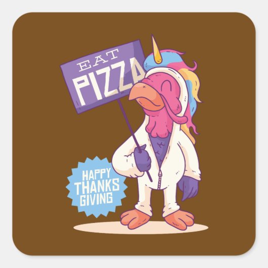 Thanksgiving Turkije - Funny Turkey Unicorn Gift Vierkante Sticker (Voorkant)