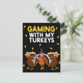 Thanksgiving Turkije gamen met mijn kalkoenen Briefkaart (Staand voorkant)