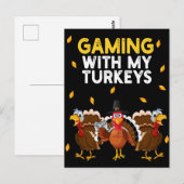 Thanksgiving Turkije gamen met mijn kalkoenen Briefkaart (Voorkant / Achterkant)