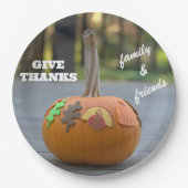 Thanksgiving Turkije Geef Bedankt Pompoen Papieren Bordje (Voorkant)