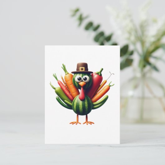 Thanksgiving Turkije gemaakt van groenten Briefkaart (Staand voorkant)