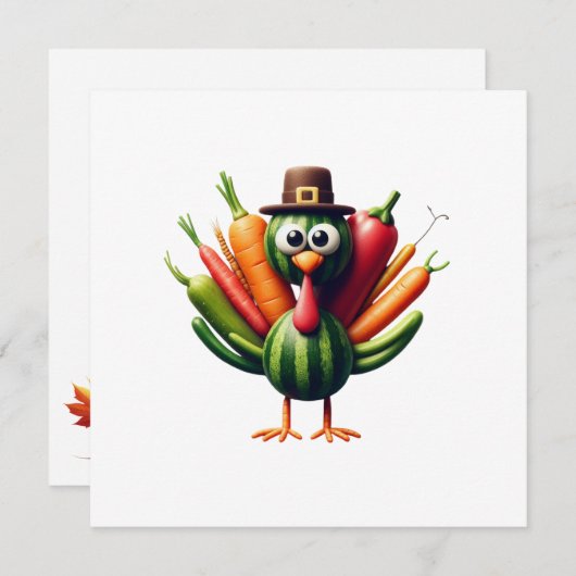 Thanksgiving Turkije gemaakt van groenten Feestdagenkaart (Voorkant / Achterkant)