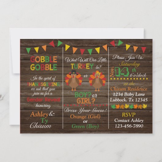 Thanksgiving Turkije Genderonderzoek Kaart (Voorkant)