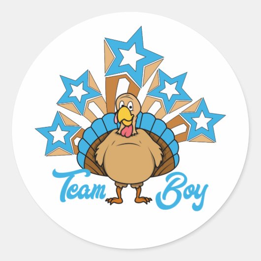 Thanksgiving Turkije Gendervrijheid - Team Boy Ronde Sticker (Voorkant)