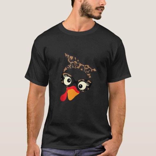 Thanksgiving Turkije Gezicht Leopard Print Glazen  T-shirt (Voorkant)