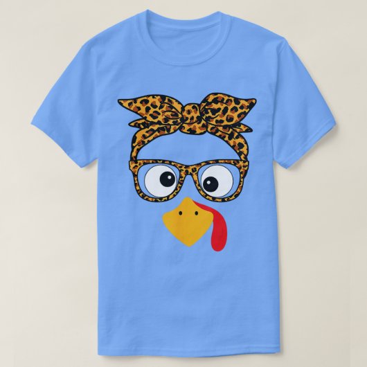 Thanksgiving Turkije Gezicht Luipaard Print Glasse T-shirt (Design voorkant)