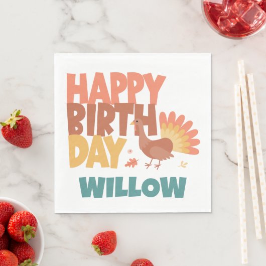 Thanksgiving Turkije Gobble Happy Birthday Servet (Insitu)