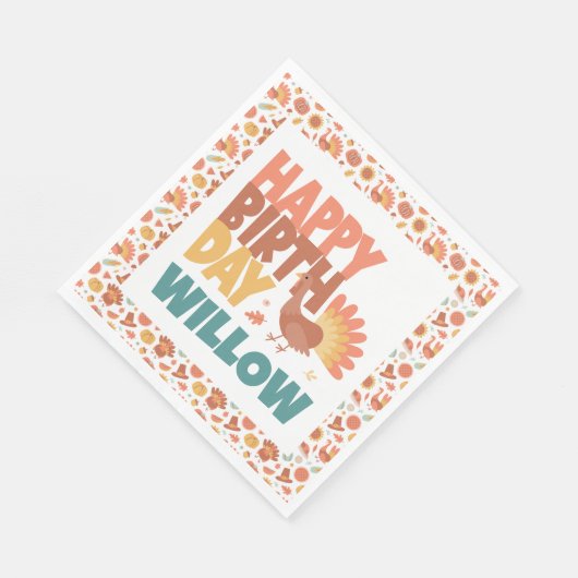 Thanksgiving Turkije Gobble Happy Birthday Servet (Hoek)