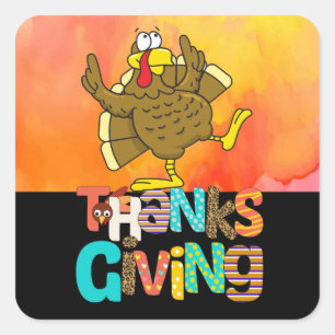 Thanksgiving Turkije grappige cartoon Vierkante Sticker