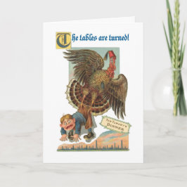 Thanksgiving Turkije grijpt jongen, grappig,  Feestdagen Kaart