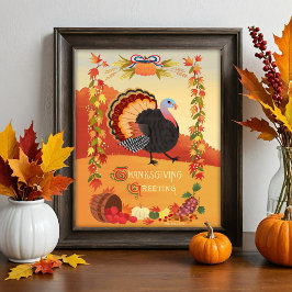 Thanksgiving Turkije Herfst Harvest Art Print