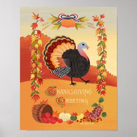 Thanksgiving Turkije Herfst Harvest Art Print (Voorkant)