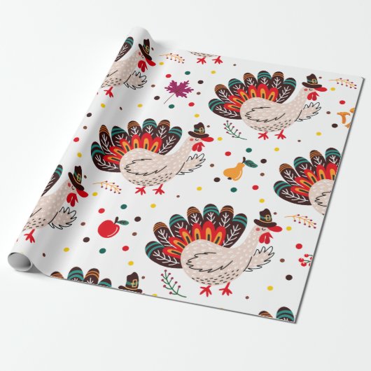 Thanksgiving Turkije Herfst herfst leest patroon Cadeaupapier (Uitgerold)