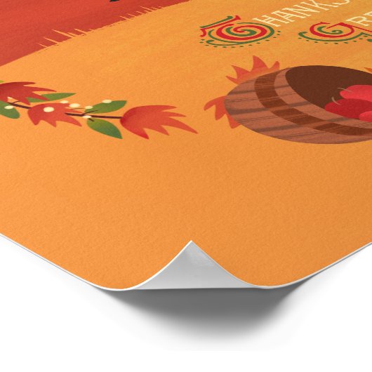 Thanksgiving Turkije Herfst Oogst Ronde Kunst Prin Poster (Hoek)