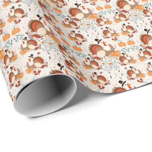 Thanksgiving Turkije Herfstpatroon Cadeaupapier (Rol Hoek)