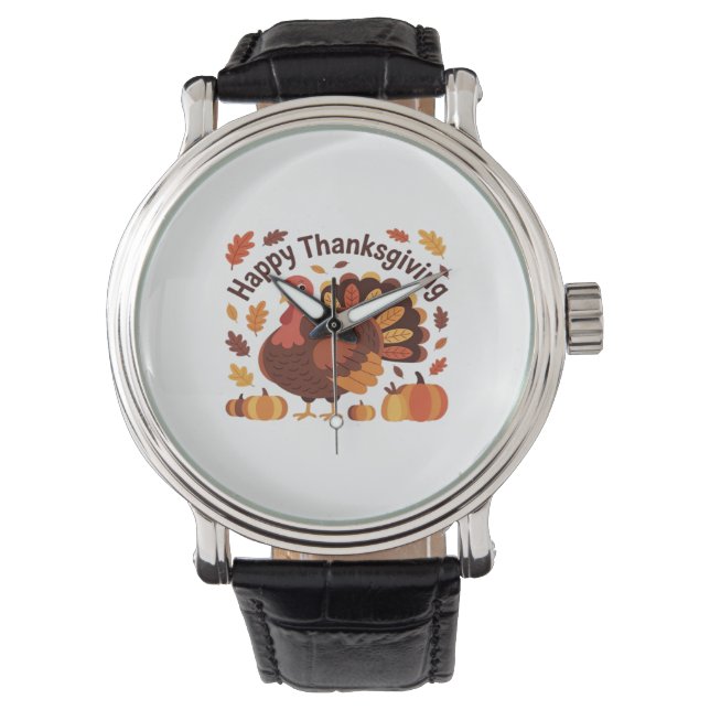 Thanksgiving Turkije – Herfstvakantie Classic Over Horloge (Voorkant)